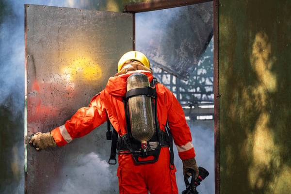 firefighter in full protective gear