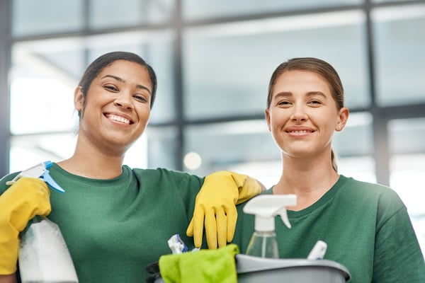 happy cleaners on moving day