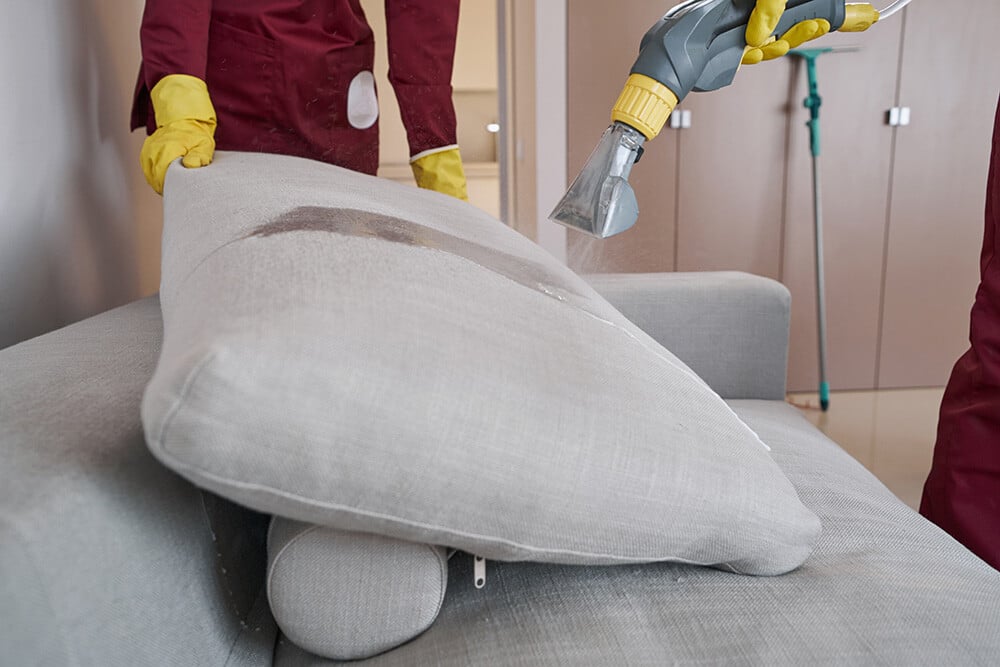 professional janitorial personnel steam cleaning