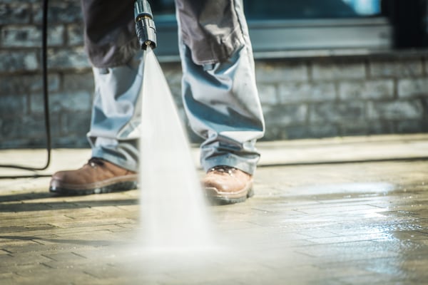 using pressure washer