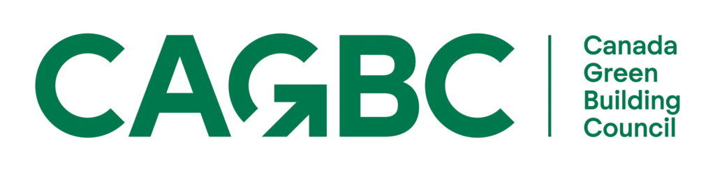 Canada Green Building Council (CaGBC) logo with large green “CAGBC” letters and the words “Canada Green Building Council” stacked to the right in green text on a white background.