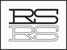 A black and white image featuring the letters RS stacked twice; the top RS is solid black, while the bottom RS is an outlined version, both within a rectangular border.
