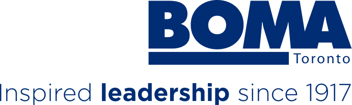 BOMA Toronto logo with the words Inspired leadership since 1917 written below in blue text on a light background.