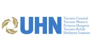 UHN logo with stylized gold circular design and blue text listing: Toronto General, Toronto Western, Princess Margaret, Toronto Rehab, Michener Institute.
