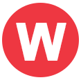 A bold white letter W centered inside a solid red circle on a light gray background, representing impact commercial cleaning services in Canada.